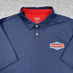 Happy Dad Hard Seltzer Polo Shirt Mens Size XL Blue Performance Stretch Golf